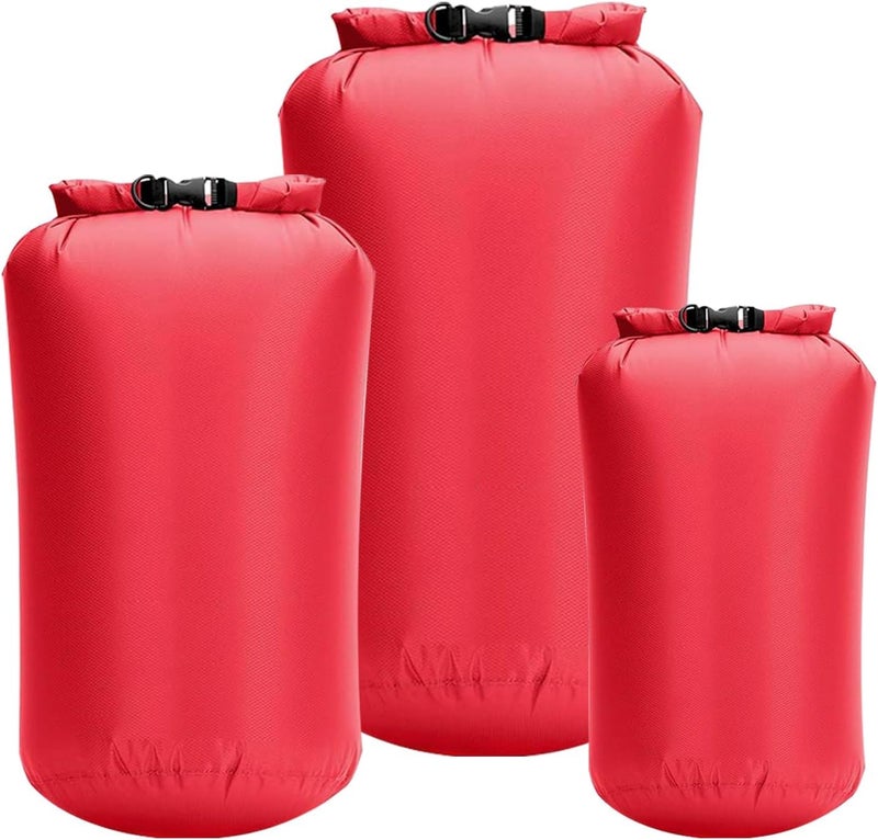 ELAORY Waterproof Dry Bags 3 Pack (5L, 10L, 20L) - Lightweight Waterproof Storage Bags for Travel, Boating, Fishing, Rafting, Swimming, Camping & Outdoor Activities - Durable & Compact Design, Red - Image 1